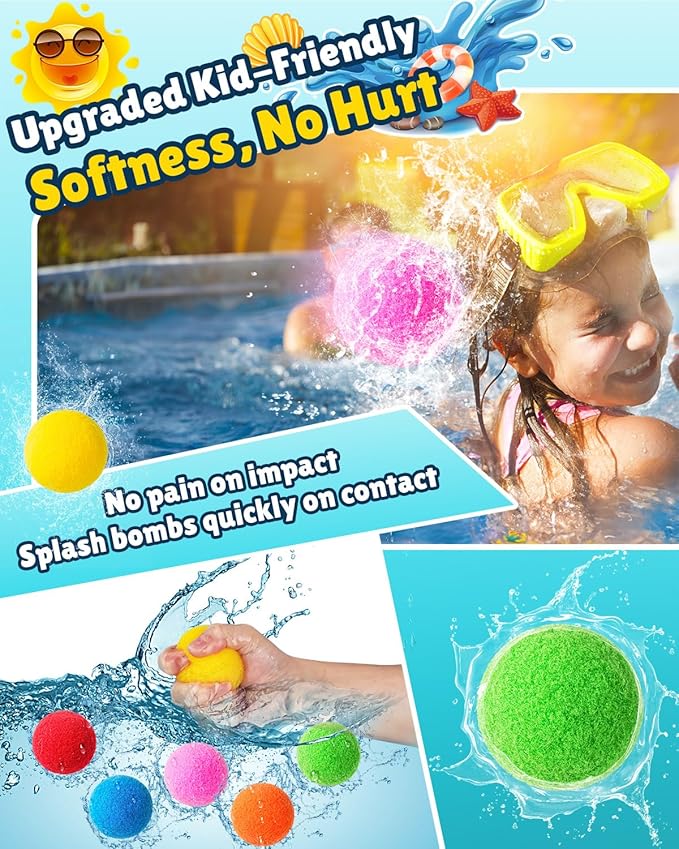 Reusable Water Balls, 75 Pack Reusable Water Balloons Splash Balls for Kids and Adults - Water Toys for Outdoor Summer Fun Water Games Pool Backyard Birthday Party