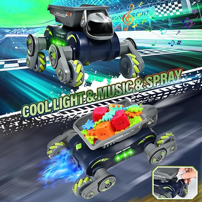Robot Dog Toys for Boys Girls, Remote Control Car for Kids Ages 5-7, Rechargeable RC Car Stunt Kids Toys with Light Music Gesture Sensing RC Trucks Robot Toy for 8-12 Boys Girls Birthday Gift Green