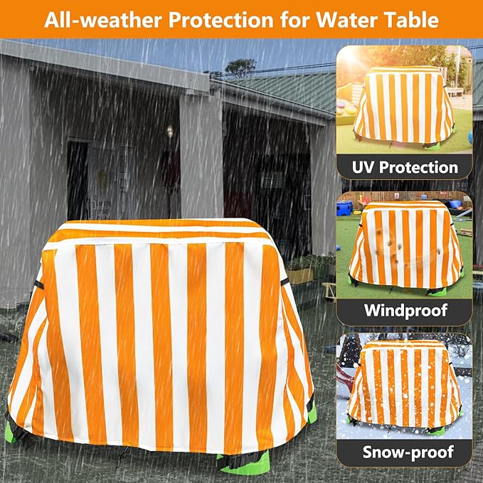 AIckwang Kids Water Table Cover, Compatible With Step2 Rain Showers Splash Pond Water Table,Outdoor Waterproof Dustproof Anti-UV Kids Water Play Table Cover,orange,Cover Only.