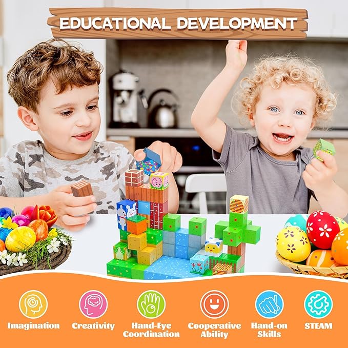 Magnetic Blocks-120PCS Farm Magnetic Building Blocks,STEM Montessori Sensory Toys for Toddlers Kids Boys Girls Ages 3-5 4-8 5-7,Magnets Toy for Toddler 3+ Year Old