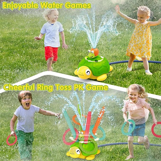 4-in-1 Turtle Water Sprinkler for Kids Summer Toys, Outdoor Toys for Toddlers, Kids Sprinkler Water Toys, Backyard Games for Summer Fun, Backyard Games Splash Water Toys Gifts for Boys Girls Dogs