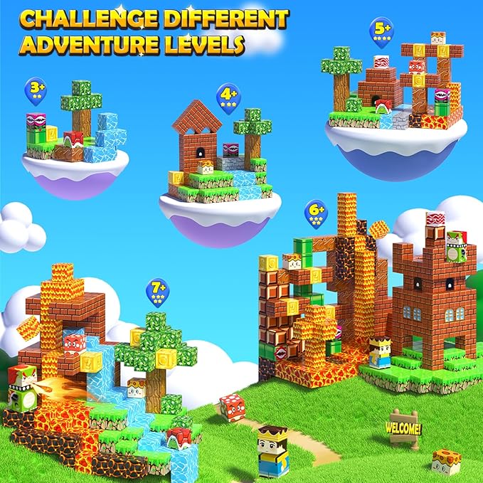 100PCS Magnetic Blocks Magnetic Building Blocks Sensory Toys for Kids Ages 3-5 6-8 8-12 Kids Game Toys for 3+ Year Old Boys & Girls, 3 4 5 6 7 8 9 10 Year Old Boy Birthday Gifts