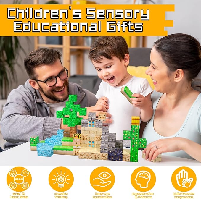 Magnetic Blocks - 100PCS Toy Build Set, Magnetic Building Blocks STEM Sensory Toys, Creative Kids Gift for 3+ Year Old Boys Girls (Desert)