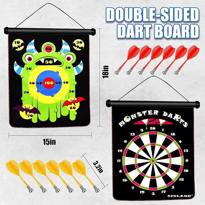 Magnetic Dart Board for Kids, Double-Sided Dart Board with 12 Magnetic Darts, Indoor/Outdoor Fun Party Game Toy, Birthday Gift for Ages 3 4 5 6 7 8 9 10 11 12 Year Old Boy Girl