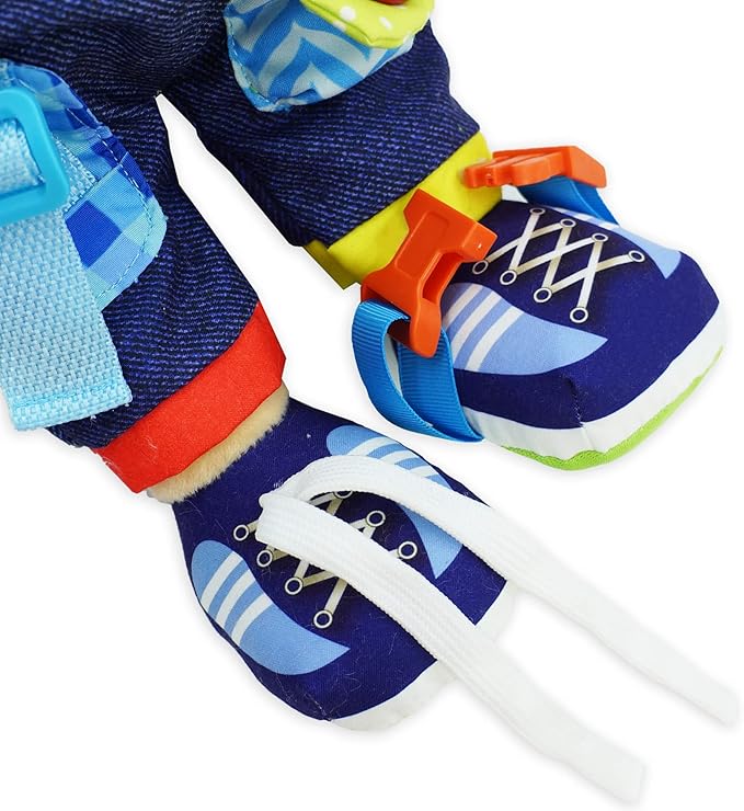 June Garden 15.5" Dressy Friends Terry - Educational Stuffed Plush Doll for Kids and Toddlers 2 Years and Up - Montessori Buckle Soft Toy