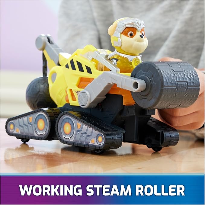 Paw Patrol: The Mighty Movie, Construction Toy Truck with Rubble Mighty Pups Action Figure, Lights and Sounds, Kids Toys for Boys & Girls 3+