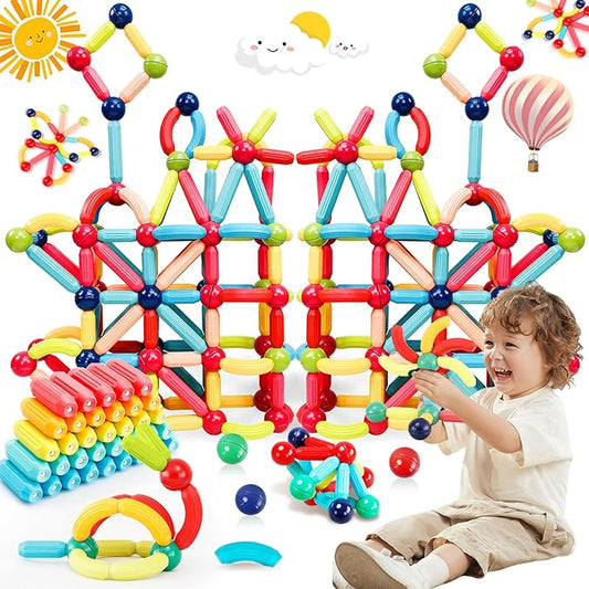 Magnetic Building Blocks Montessori Magnet Toys for Toddlers Kids, Preschool Learning STEM Sensory Toys for 3 Year Old Boys & Girls Gifts-Starter Set