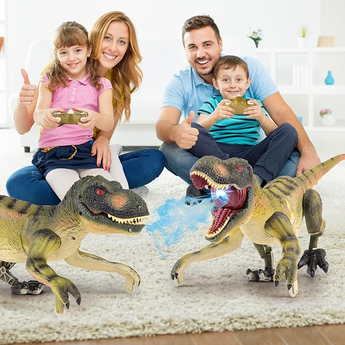 VERTOY Remote Control Dinosaur Toys for Kids 3 4-7 8-12 Year Old - Realistic T-Rex Gift for Boys, RC Walking Dino with Light, Roaring, Spray, Touch Sensing