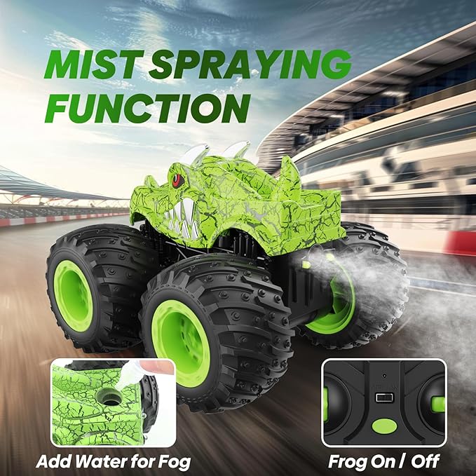 BAODLON RC Monster Trucks Toys for 3 4 5 6 7 8 Years Old Boys Kids, 2.4GHz Remote Control Monster Car, All Terrain RC Truck Off Road with Spray & Light, Rechargeable Battery, Christmas Birthday Gifts