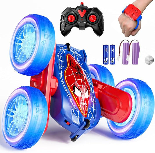 Gesture RC Cars, Hand Controlled Stunt Car for 6-12 yr Boys Girls, Gesture Sensor Remote Control Cars, 4WD Double Sided Off Road RC Trucks with Light Music for Kids Birthday Xmas Gifts (Blue)