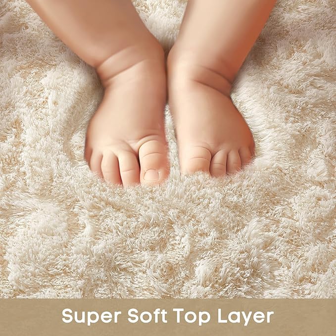 Ophanie Ivory Rugs for Living Room Bedroom, 5x8 Fluffy Fuzzy Furry Cream Carpet, Plush Soft Shaggy Bedside Indoor Floor Area Rug for Kids Girls Boys Baby Teen Dorm Nursery Home Decor Aesthetic