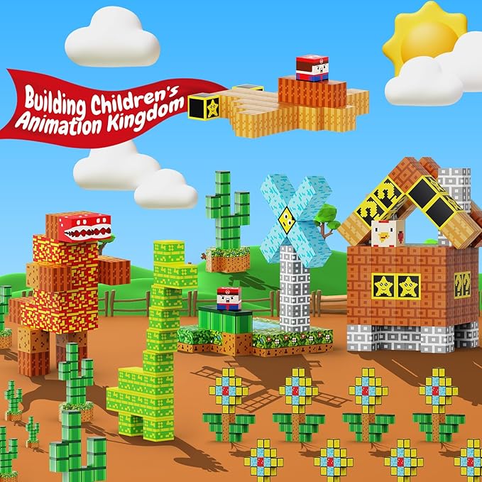 100PCS Magnetic Blocks - Building Cube Game Toys for Kids Ages 3-5 4-8 8-12, STEM Sensory Toys for Boys & Girls 3+, Stacking Toy Gifts for Toddlers Christmas Birthday, Educational Construction Toys