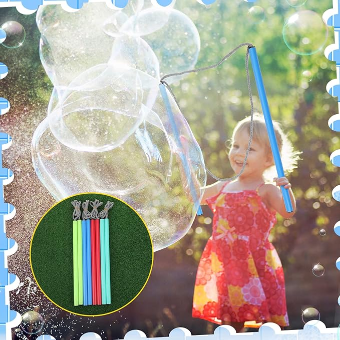 8 Pieces Giant Bubble Wands Big Bubble Wands for Kids Outdoors Bubble Toy for Birthday, Outdoor Activities, Party Favors, Giant Bubble Solution Not Included (Multicolor)