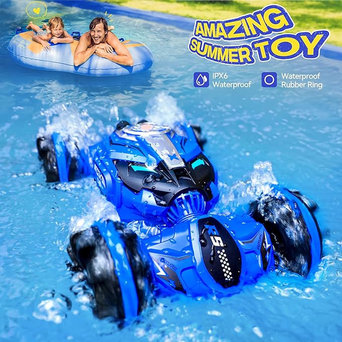 Ruko Q150 Amphibious Remote Control Car, 4WD Off-Road RC Stunt Car, IPX6 Waterproof Transform Vehicle Toys with 360° Rotating for All Terrain, Ideal Gifts for Kids