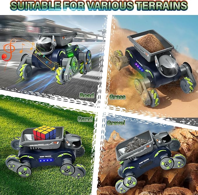 Robot Dog Toys for Boys Girls, Remote Control Car for Kids Ages 5-7, Rechargeable RC Car Stunt Kids Toys with Light Music Gesture Sensing RC Trucks Robot Toy for 8-12 Boys Girls Birthday Gift Green