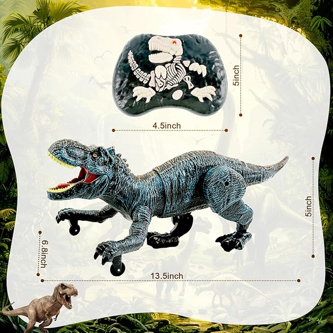 Remote Control Dinosaur for Boys 4-7, Robot Dinosaur Toys for Kids 5-7, rc Dinosaur with Realistic Legs & Spray Stream,Remote Dinosaur Toys for Kids3 4 5 6 8 Year Old boy Birthday Gift (Blue)