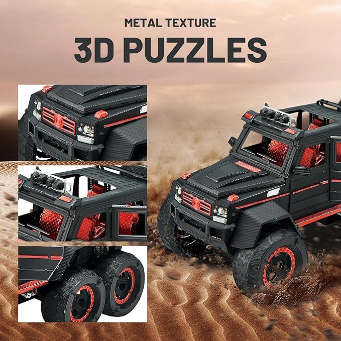 Piececool 3D Metal Puzzles for Adults, Luxury Model Truck 6X6 Off-Road SUV G63 Vehicle Car Model Kit to Build for Men Hobbies Great Birthday Gifts