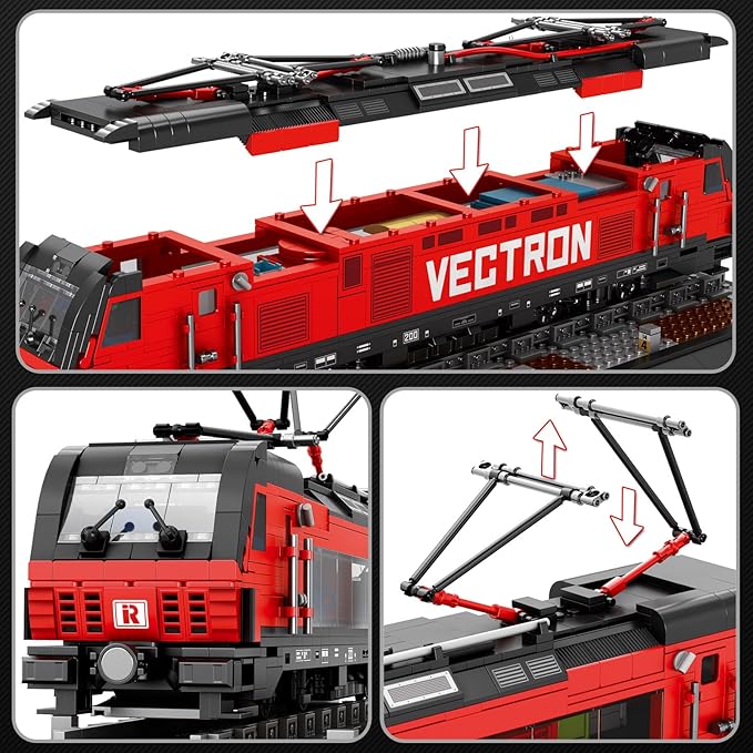 Train Building Block Kit with Base,MOC City Train Sets,Classic Vectron Electric Truck 66019,Model for Adult Car Lovers,Gift Ideas for Girls Boys Home Décor,1757 PCS