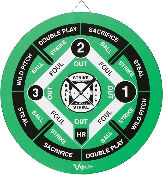Viper Double Play 2-in-1 Baseball Coiled Paper Fiber Dartboard with Darts