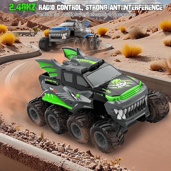 YOLOPLUS+ Amphibious Remote Control Car 8WD RC Monster Truck, 2.4GHZ 1:16 Waterproof All-Terrain Off-Road RC Cars Toys, Pool Toys Gifts for Boys and Girls Age 8-12, Green