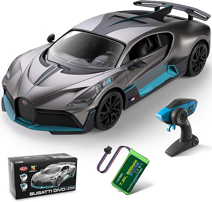 MIEBELY Remote Control Car, Bugatti Divo Rc Cars 12Km/h, 2.4Ghz Licensed Model Car 7.4V Toy Car Headlight for Adults Boys Girls Age 6-12 Years Birthday Ideas Gift
