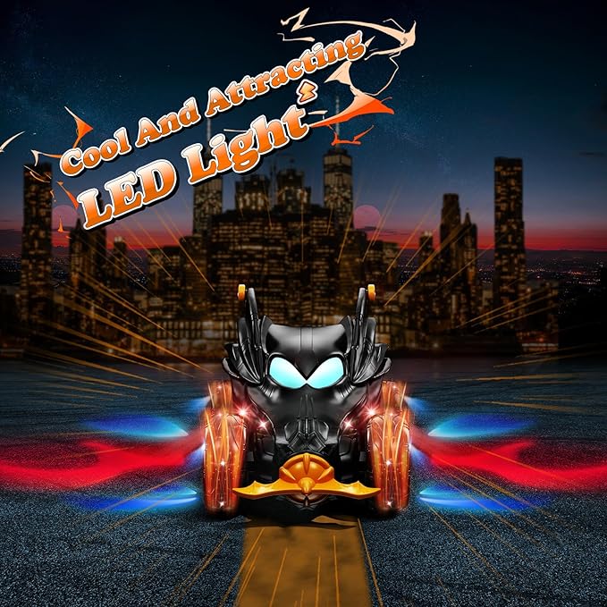Bat Remote Control Car for Boys, 360° Rotating 4WD Stunt RC Cars with Cool Lights, Rechargeable Car Toys Birthday Gifts for Kids Boy Age 3 4-6 6-8
