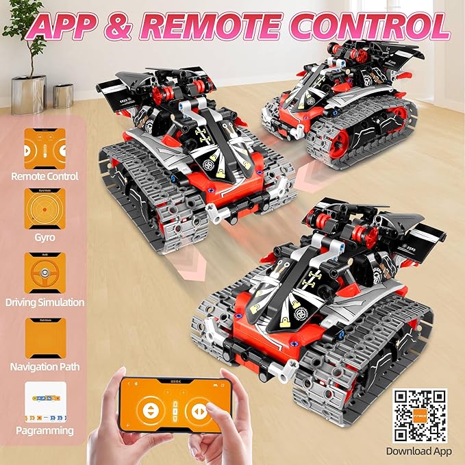 STEM Robot Building Kit for Boys 6-12, APP & Remote Control RC Toy for Kids Science LearningDIY Educational Gift Set for Age 6 7 8 9 10 11 12+ Boys & Girls