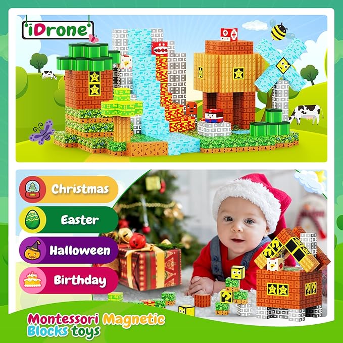 100PCS Magnetic Blocks - Building Cube Game Toys for Kids Ages 3-5 4-8 8-12, STEM Sensory Toys for Boys & Girls 3+, Stacking Toy Gifts for Toddlers Christmas Birthday, Educational Construction Toys