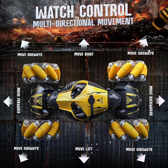 BEZGAR Gesture Sensing RC Stunt Car, Monster Truck Toys, Remote Control Monster Truck with Light, Transform Remote Control Car, Remote Control Hornet, Outdoor Toys for Kids, Rc Cars for Boys