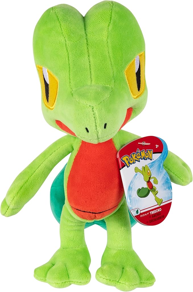Pokemon 8" Treecko Plush - Officially Licensed - Ruby and Sapphire Starter Figure - Authentic Soft Stuffed Animal Toy - Gift for Kids, Boys, Girls - 2+