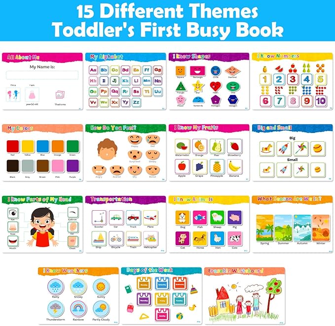 Foayex Toys for Toddlers Coloring Books for 4-5 Year Old Girls, Pre-Assembled Stickers & Reusable Activity Thick Durable Pages, Travel-Friendly Educational Toys for Fine Motor Skills, Gifts for Kids