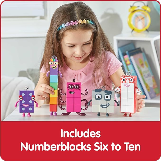 hand2mind Numberblocks Friends Six to Ten, Action Figure Set, Toy Figures & Playsets, Small Figurines for Kids, Counting Blocks, Numbers for Toddlers, Math Toys, Kids Birthday Gifts﻿