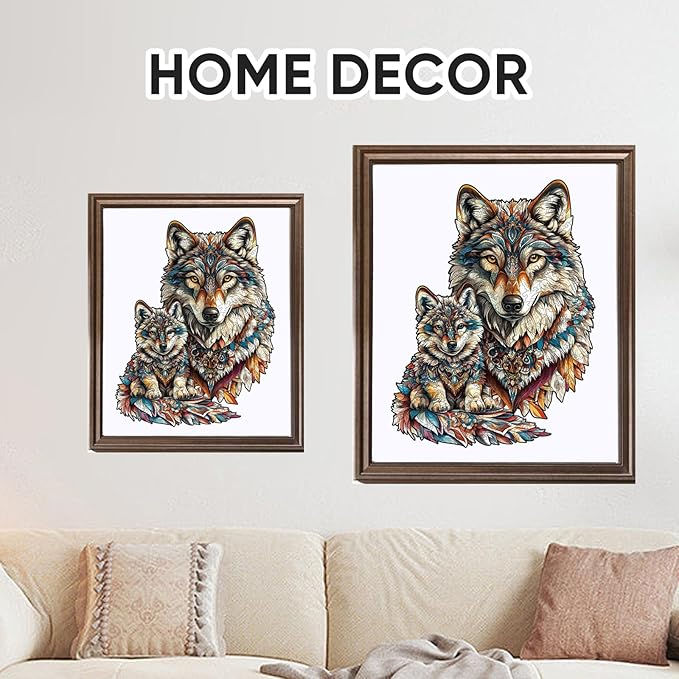 Wolf Family 500 Pieces Wooden Jigsaw Puzzles for Adults Unique Irregular Shape Fun Challenging Animal Puzzles for Kids and Couples on Birthday,Children’s Day,Christmas 12.2"*18.3"