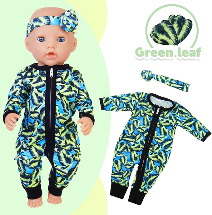 Unicorn Element 5 Sets 14-18 Inch Baby Doll Clothes Outfits Casual Wear for 17 Inch Baby Doll 10 Pcs Girl Doll Clothes and Headbands for 15-18 Inch Doll