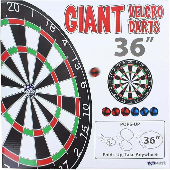 Funwares 36" Giant Dart Board for Adults and Kids, 25% Larger Than The Competition for Ultimate Indoor Fun and Outdoor Fun, Party Game for Families, Games for Kids 8-12, and Dart Game for Adults
