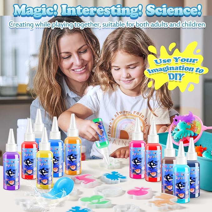 Aqua Fairy Water Gel Kit, Magic Water Elf Toy Kit, Toys Gifts for 3-12 Year Old Boys Girls Kids, Craft Kit with 24 Colors Magic Gel and 20 Shape Molds, Party Favors, Arts & Crafts DIY STEM Toy