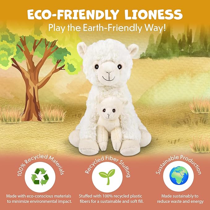 Mom and Baby Stuffed Animals for Boys & Girls, Safari Baby Shower Decorations, Nursery Decor, Zoo Animals for Toddlers, Quality Realistic Toys for Kids, Cute, Soft, Huggable, Squeezable (9.5" Llama)