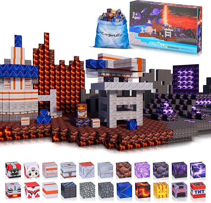 Magnetic Blocks-100pcs Mine Magnet 3D Craft World Set,Magnetic Blocks Le Building go Toys for Kids,STEM Sensory Toys for Toddlers Birthday Gifts,Constructions Toys for Boys & Girls Age 3+