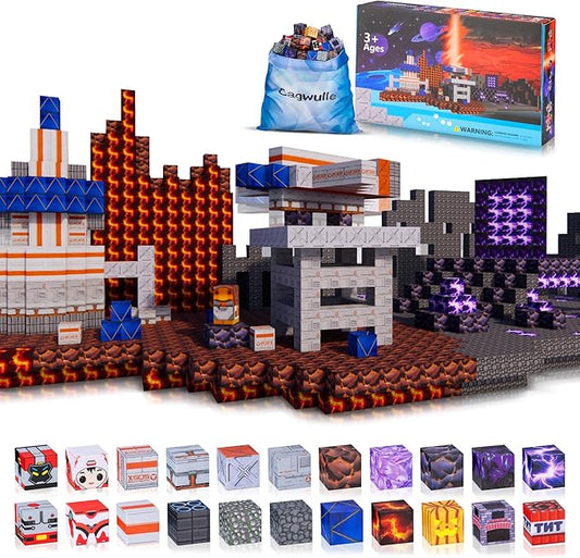 Magnetic Blocks-100pcs Mine Magnet 3D Craft World Set,Magnetic Blocks Le Building go Toys for Kids,STEM Sensory Toys for Toddlers Birthday Gifts,Constructions Toys for Boys & Girls Age 3+