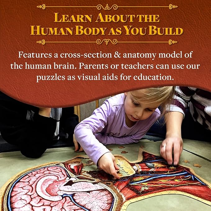 Genius Games Human Head Anatomy Puzzle - Adult Jigsaw Puzzles Unique Gifts for Kids Educational Science - 441 Piece Teen Floor Puzzle - Genius Games Dr. Livingston