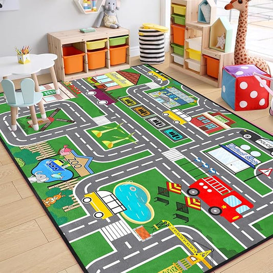 Kids Carpet City Play Mat - Cars Rugs for Boys Room Road Rug for Kids Car Track Rug for Bedroom Car Mat for Kids Toy Cars, 5x7 Feet