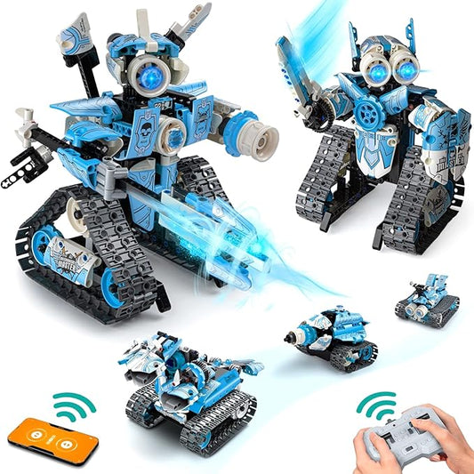 5 in 1 STEM RC Robot Building Kit, 398PCS APP & Remote Control Blocks DIY Engineering Robotics, Erector Science Set for Kids Age 6 7 8 9 10 11 12+, Educational Learn Toys Gift for Boys & Girls