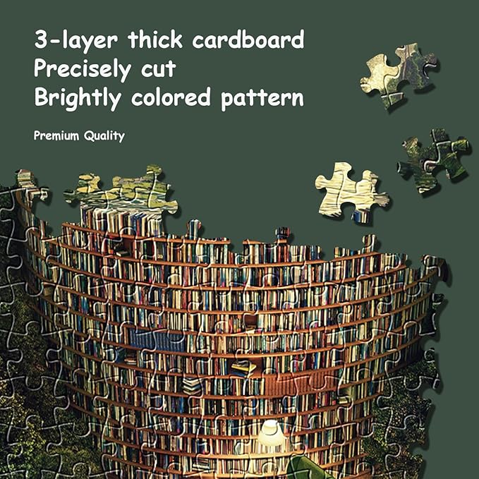 Jigsaw Puzzles 2 Pack 1000 Pieces - WISHDIAM Puzzles for Adults - Bookshelf Canal Adventure Vessel Impossible Difficult Challenging Funny Puzzles for Home Decor Birthday Party Gifts Toy for Men Women