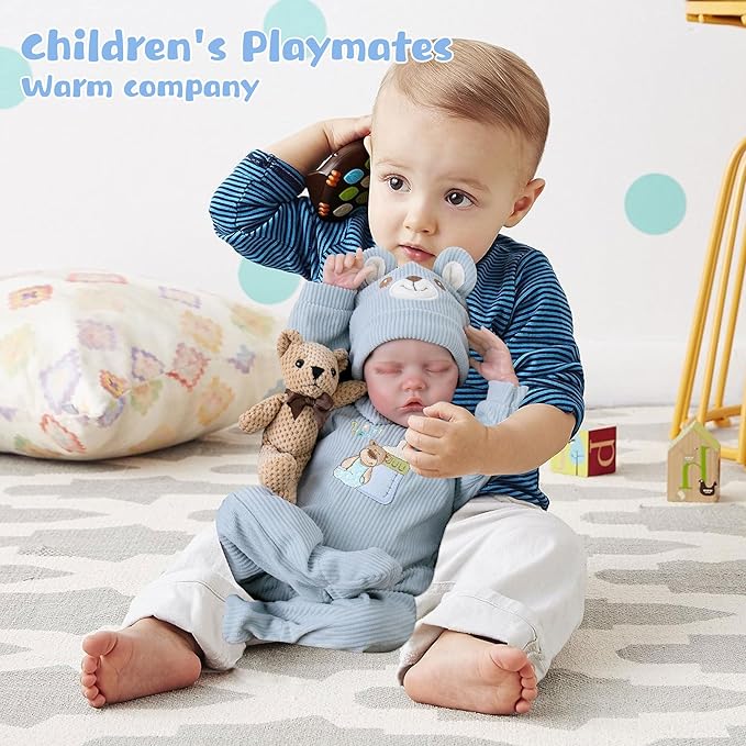Lifelike Reborn Baby Dolls - 18-Inch Sweet Smile Real Life Realistic-Newborn Sleeping Baby Boy with Toy Accessories Gift Set for Kids Age 3+