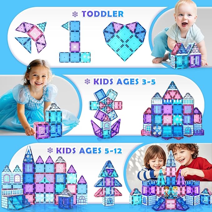 Magnetic Tiles 102pcs Princess Kids Toys Magnetic Building Blocks 3 4 5 6 7 8 Year Old Girl Gifts Girls Toys Age 4-5 6-8 9-12