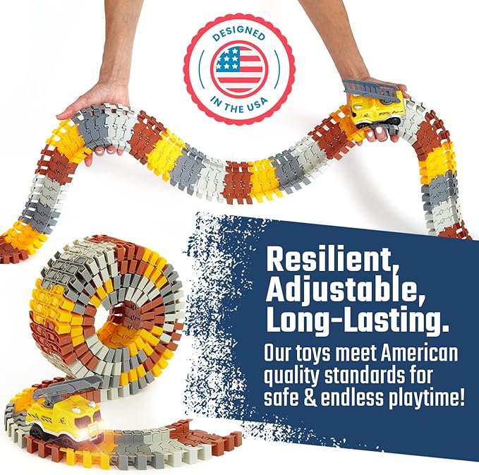 JITTERYGIT Construction Race Track Site Toy - Including Sandbox Vehicles, Trucks, Excavator, Bulldozer, Dump Truck, Crane - Birthday Gift for Kids, Boys, Girls, Toddlers for Ages 3 4 5 6 7 8 Year Old