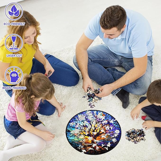 Tree of Life Puzzles for Adults,500 Pieces Colorful Plant Wooden Jigsaw Puzzles,Unique Irregular Shaped Puzzles for Kids and Adults,Family Game,Birthday Gifts,17.3x18.4 Inches