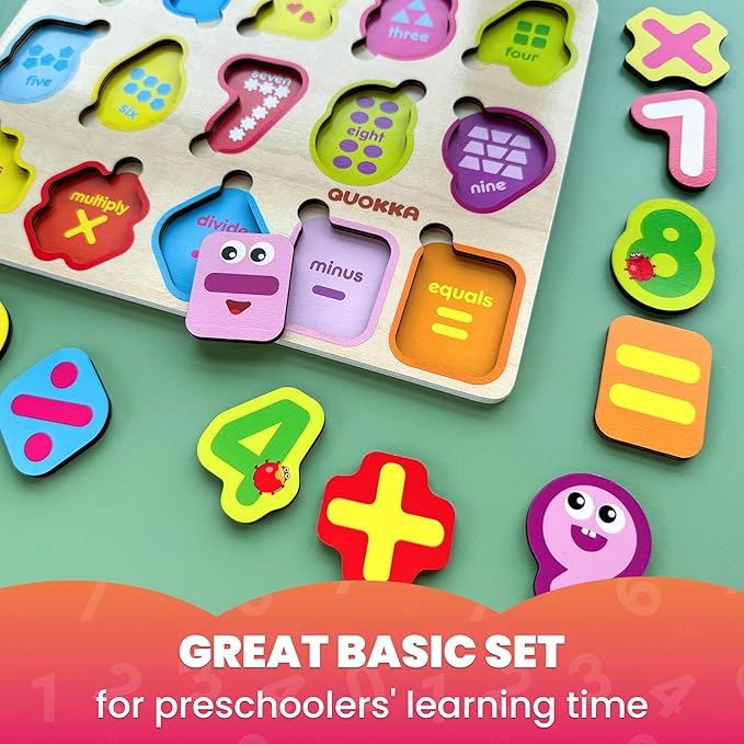 QUOKKA Wooden Puzzles for Toddlers 3-5 - Numbers Toddler Puzzles 1-3 Years Old - Digits Gift Educational Toys for Boys and Girls - Wood Games for Children's Learning 2-4