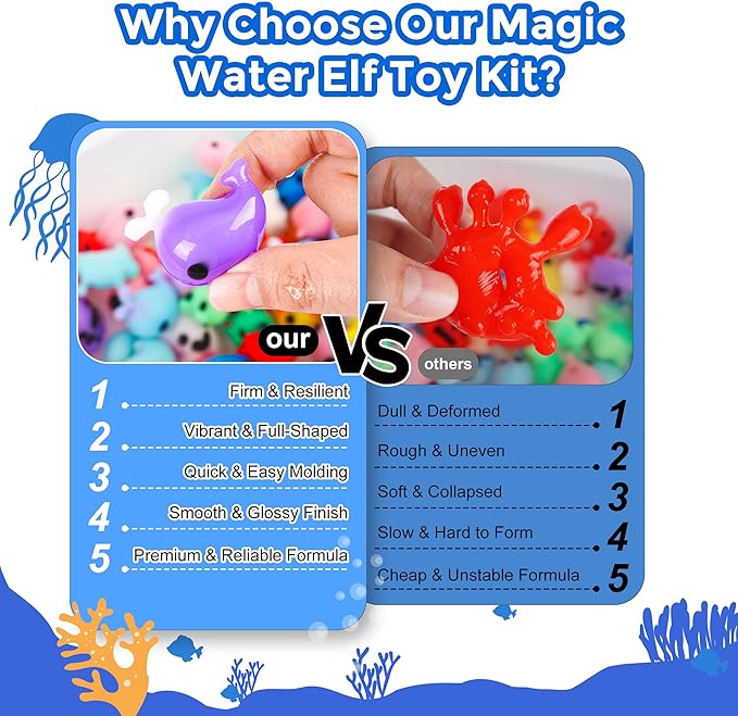 Teexpert Magic Water Elf Toy Kit - Aqua Fairy DIY Squishy Maker Craft Kit for Kids, Boys and Girls, 20 Magic Colors and Molds, Creative Arts and Crafts Gift for Christmas, Birthday, Ages 3+