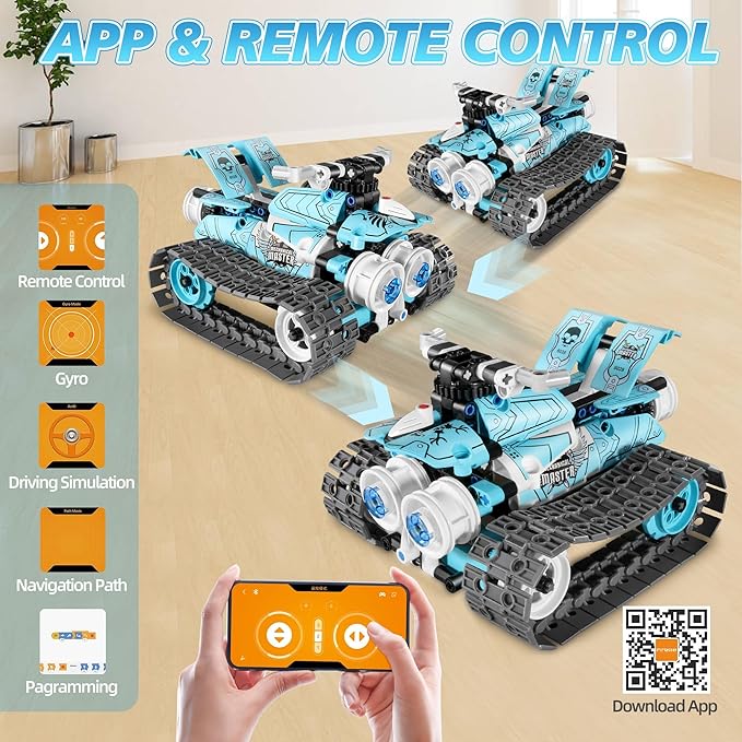 STEM Robot Building Kit for Boys 6-12, APP & Remote Control RC Toy for Kids Science LearningDIY Educational Gift Set for Age 6 7 8 9 10 11 12+ Boys & Girls
